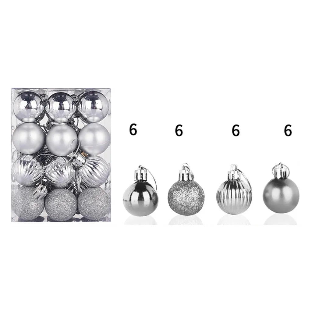30mm Christmas Xmas Tree Ball Bauble Hanging Home Party Ornament Decor 24pc Tree Decoration Balls Xmas Party Hanging Pendant Peaceful Pleasures Health and Wellness