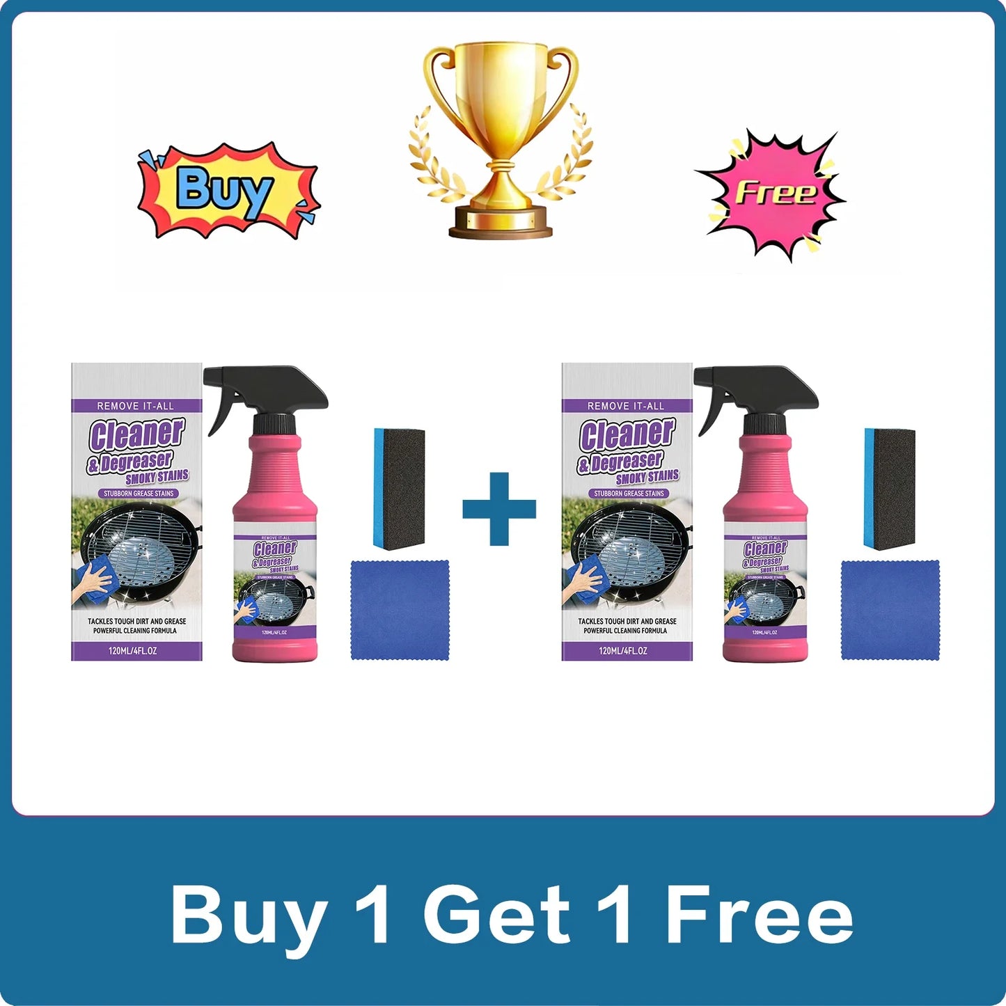 Heavy Duty BBQ Grill Cleaner Spray – Grease & Stain Remover
