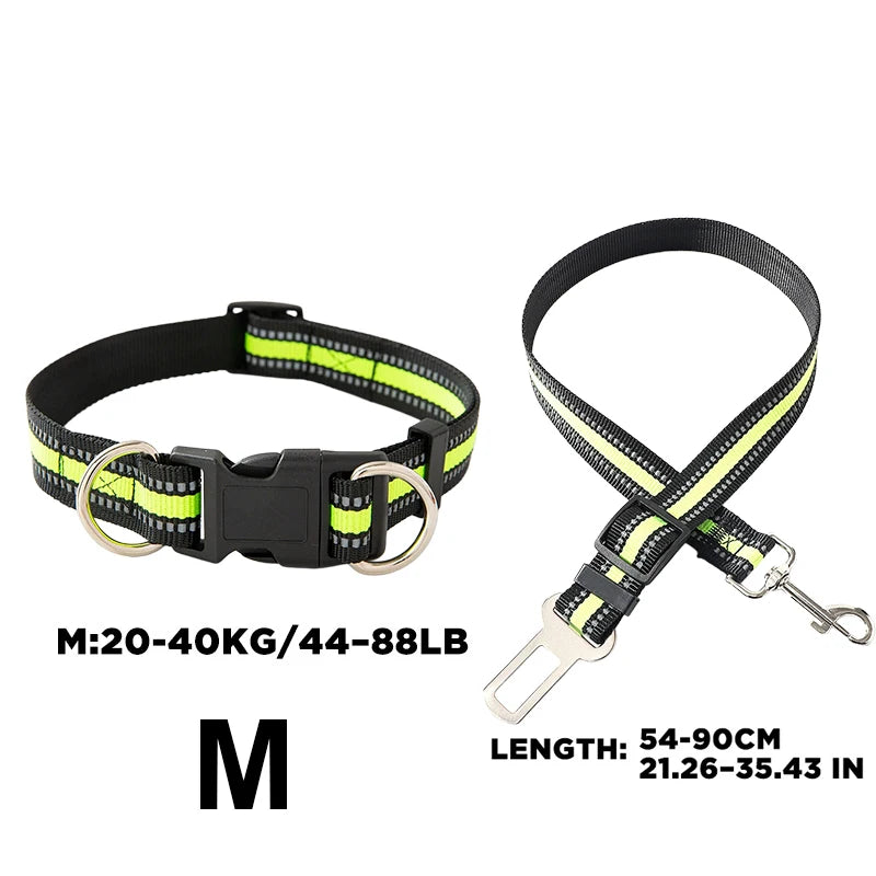 2-in-1 Car Seat Belt for Dogs, Headrest Dog Safety Harness & Leash - Adjustable Nylon Vehicle Pet Restraint, Tangle-Free Travel Peaceful Pleasures Health and Wellness M-Green