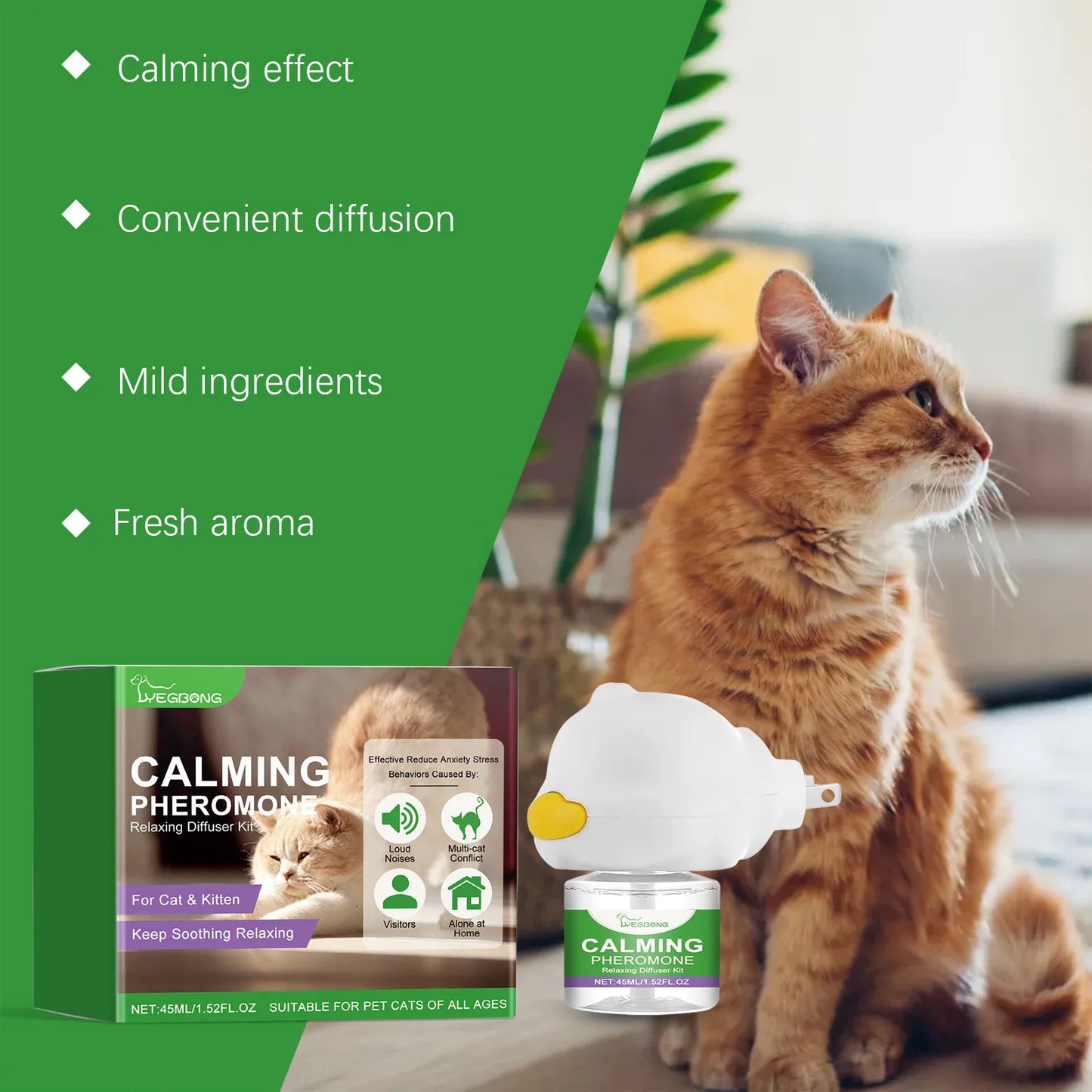 Cat Calming Pheromone Diffuser Kit – Anti-Anxiety Stress Relief