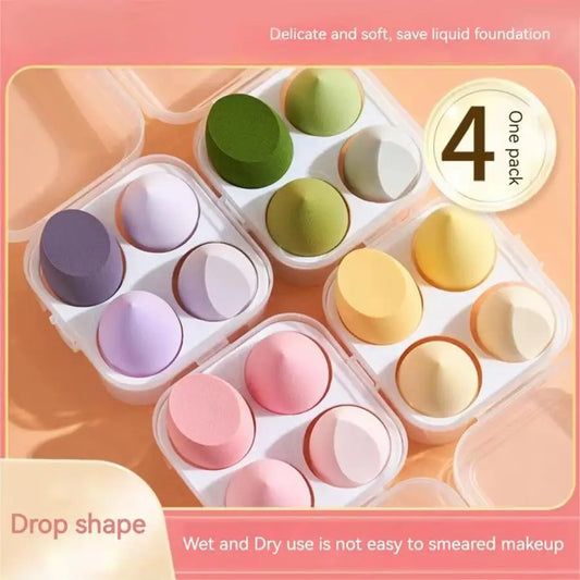 4-Piece Makeup Sponge Beauty Egg Set with Storage Case Makeup Sponge Set Peaceful Pleasures Health and Wellness