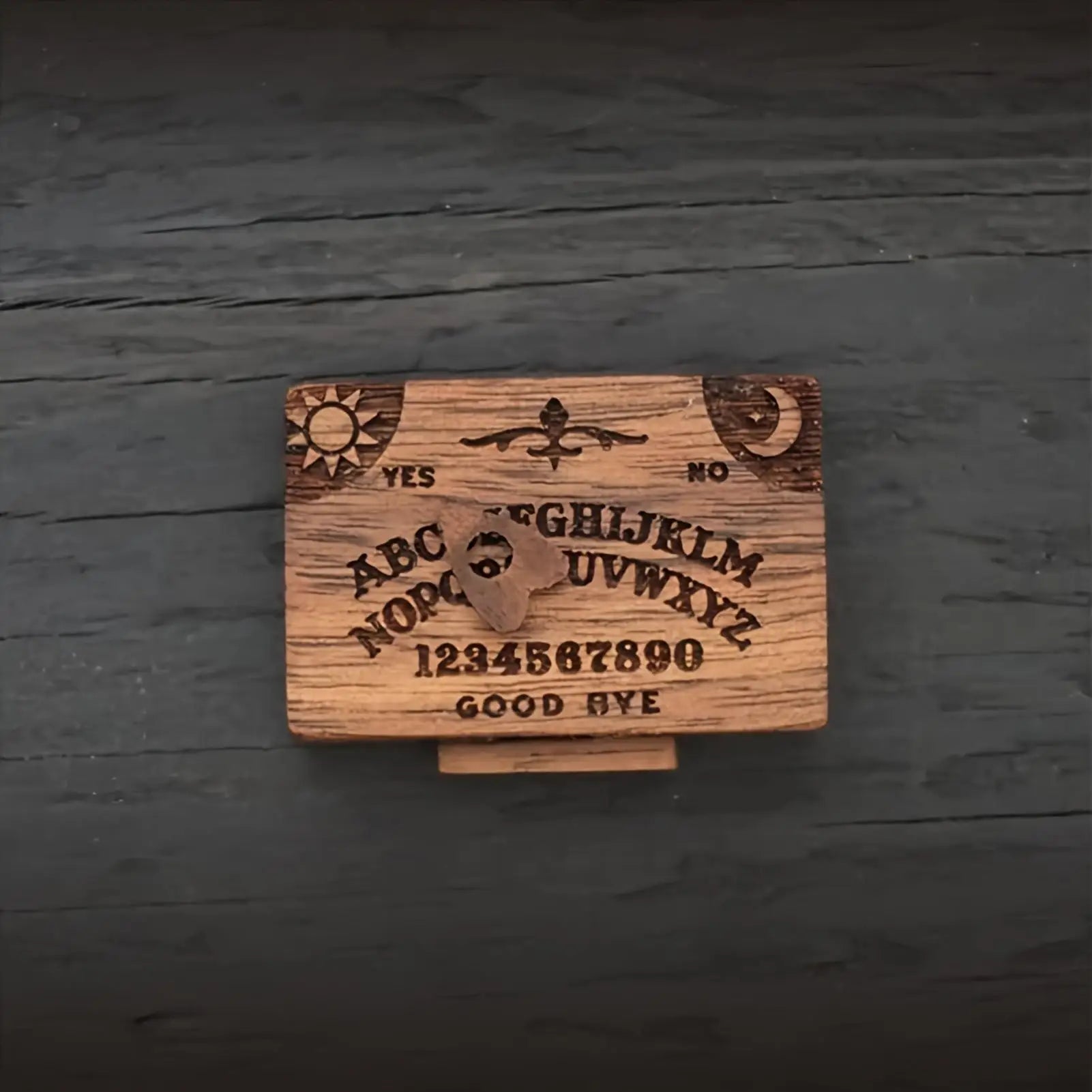 Retro Mini Wooden Ouija Spirit Board with Planchette & Drawer Decorative Spirit Board Peaceful Pleasures Health and Wellness