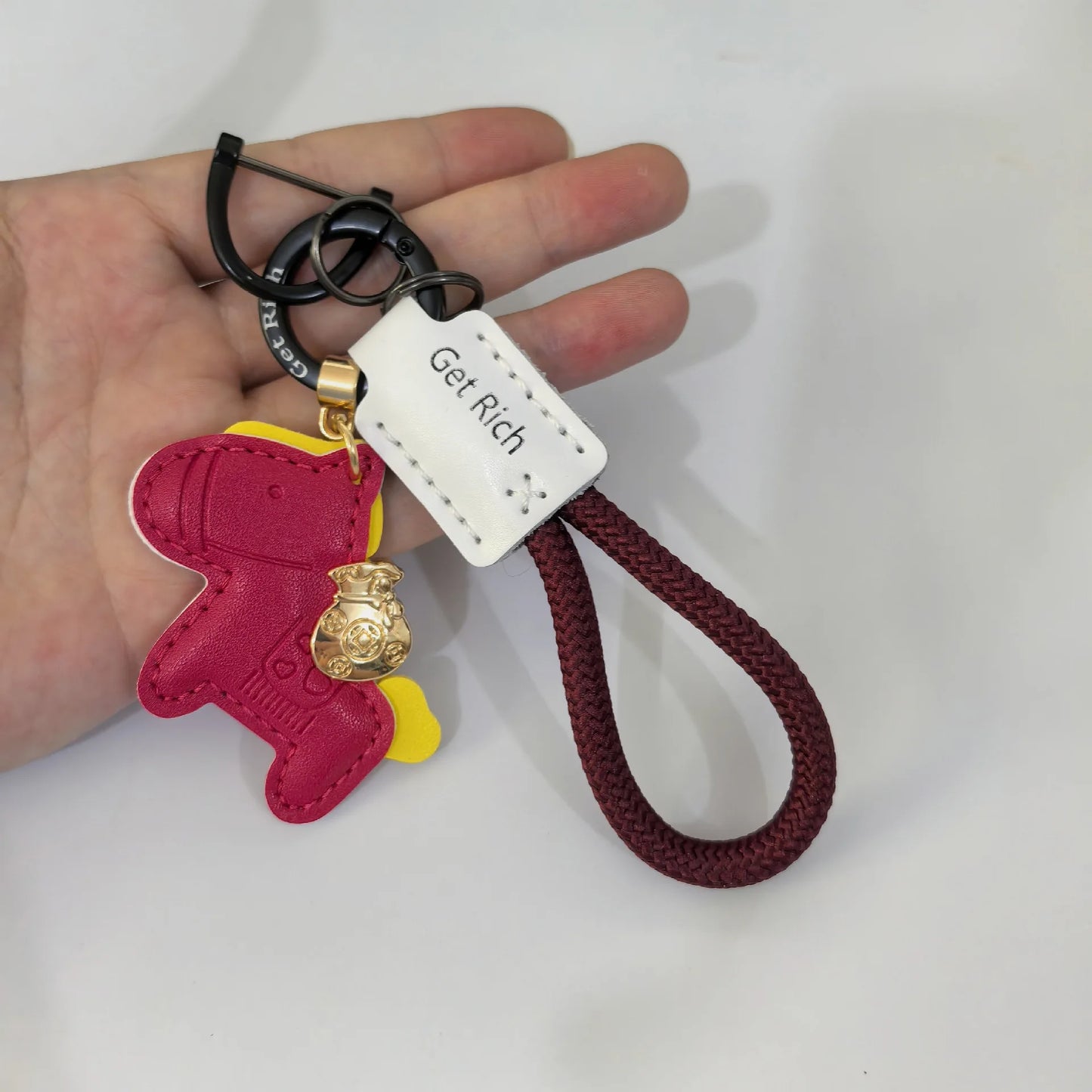 Money Soon Handmade Leather Keychain | Cute Couple Gift Leather Keychain Peaceful Pleasures Health and Wellness Red
