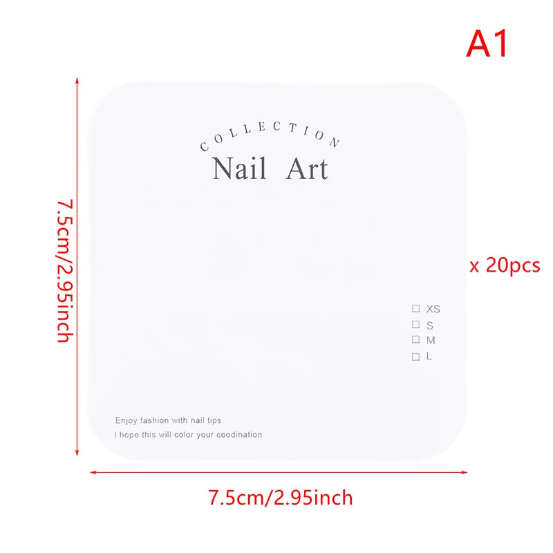 20 Sheets Nail Packaging Cards Press-On Nail Display Handmade False Nail Design Swatch Show Card Manicure Sample Display Salon Peaceful Pleasures Health and Wellness A4