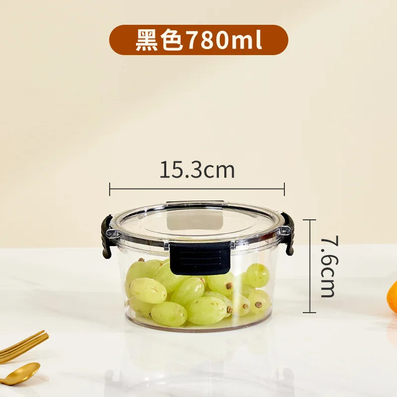 Portable Lunch Box for Kids School Microwave Transparent Bento Box with Compartments Salad Fruit Food Sealed Jar Container Box Peaceful Pleasures Health and Wellness 780ml Black
