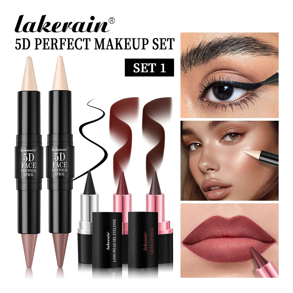 5D Makeup Combo Set – Contour, Eyeliner & Lipstick