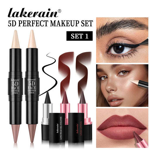 5D Makeup Combo Set – Contour, Eyeliner & Lipstick Makeup Combo Set Oasis Select