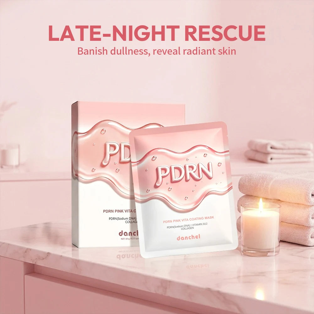 Korean Salmon DNA PDRN Mask Pink Vita Coating Sheet Mask Hydrate Firm Balance Glass Skin Facial Care Mask Peaceful Pleasures Health and Wellness