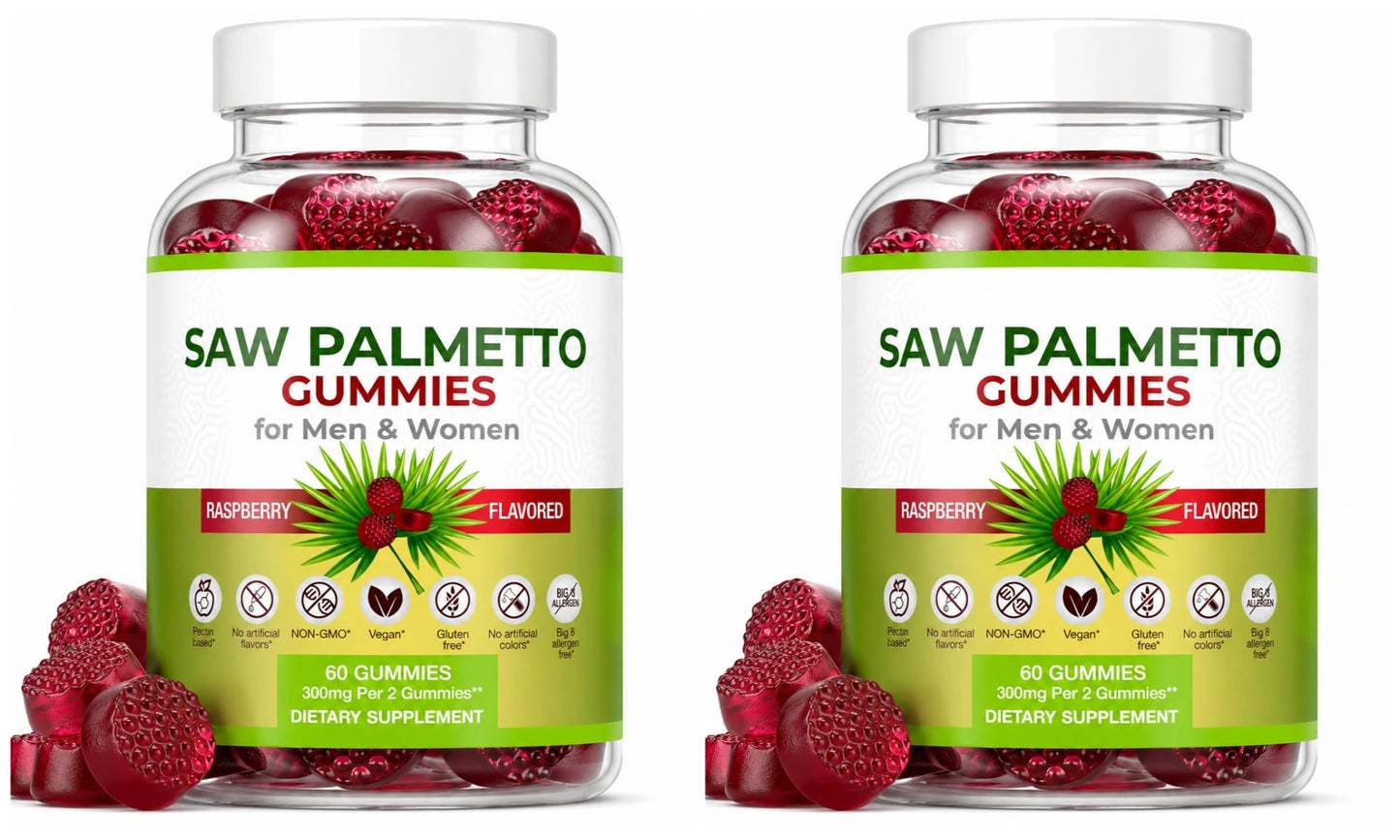 Saw Palmetto Gummies Raspberry | Non-GMO Gluten-Free 60ct