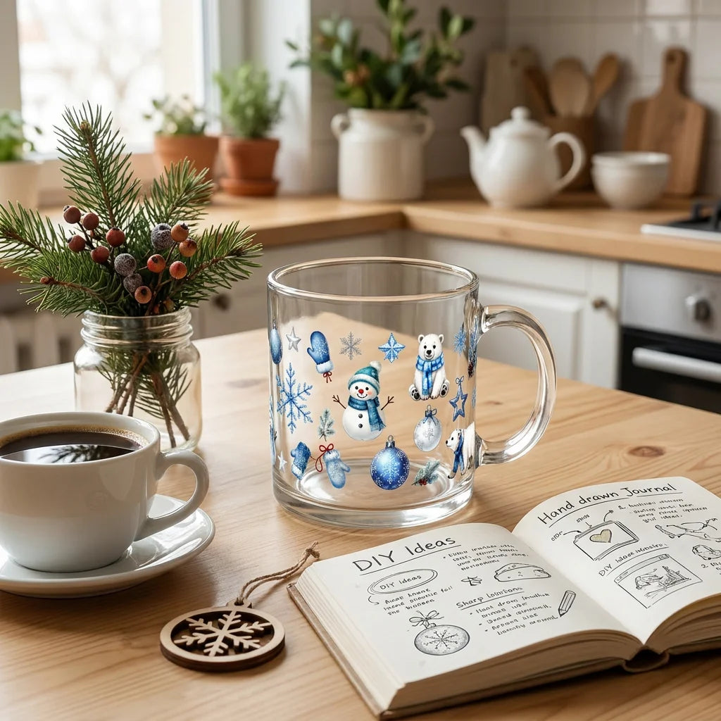 23pcs Winter Christmas Watercolor Stickers – Snowflake Polar Bear