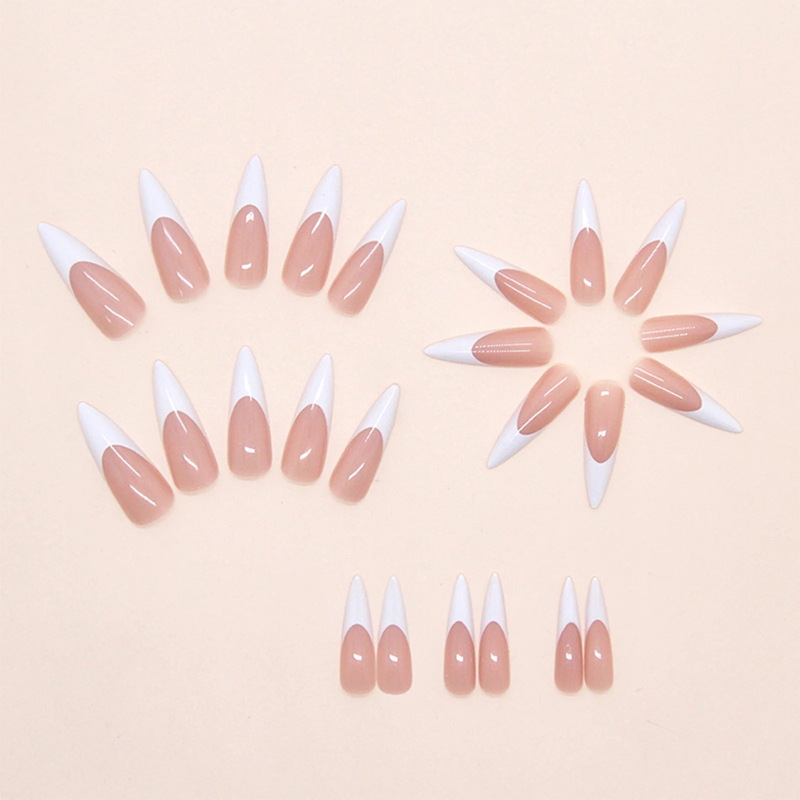 24pcs Spicy Girl Style False Nails Pointed Tip Press On Nails Classic White French Fake Nail Detachable Simple Manicure Nail Art Peaceful Pleasures Health and Wellness