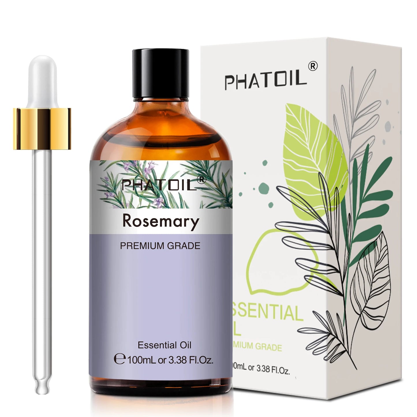 PHATOIL 100ml Pure Essential Oil Lavender Jasmine Vanilla Sandalwood Sweet Orange Lemon Aromatherpay Essential Oils For Diffuser Peaceful Pleasures Health and Wellness Rosemary United States 100ml