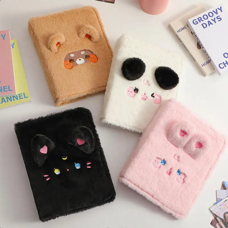 Cute Plush A5 Binder Collect Book Cover Stars Photo Cards Collect Book Storage Album Hardcover Notebook Stationery Supplies Peaceful Pleasures Health and Wellness