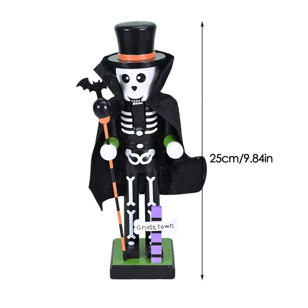 Halloween Nutcracker Figures Wooden Nutcracker Soldier Holiday Decor Goody Bag Fillers Spooky Decor Figurine for Home Display Peaceful Pleasures Health and Wellness Skull CN