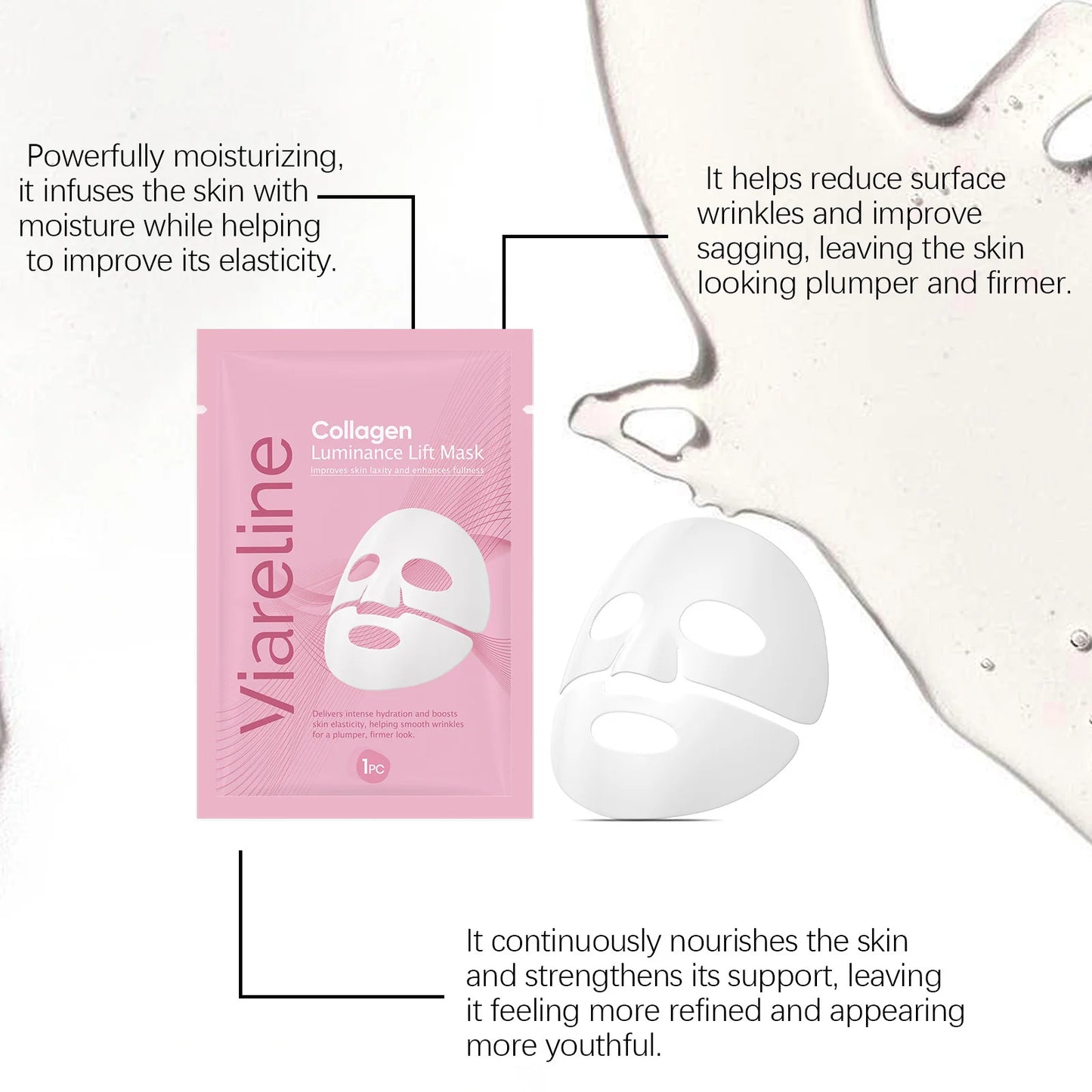 Viareline Collagen Facial Mask – Firming, Hydrating & Brightening