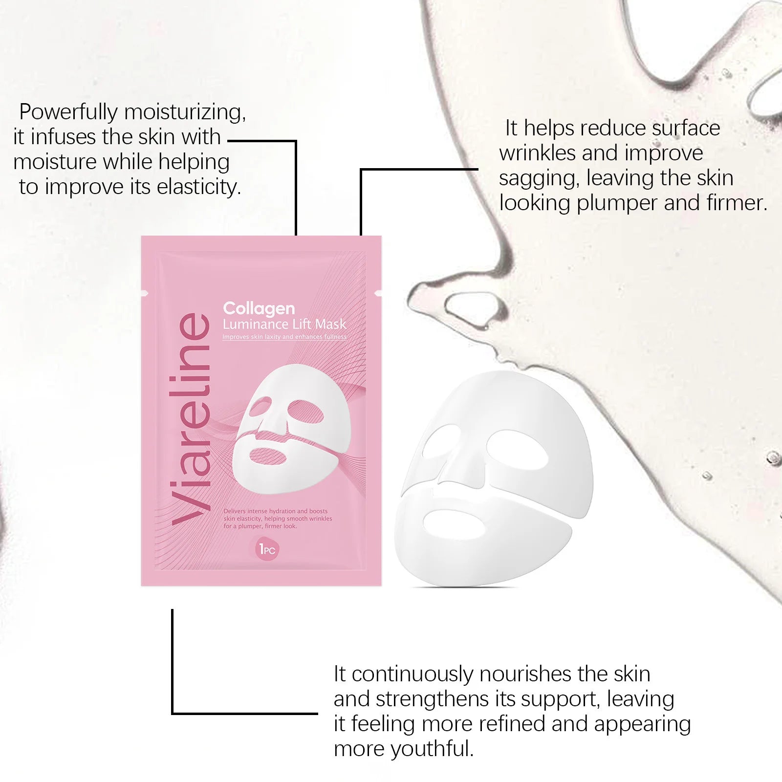 Collagen Moisturizing Facial Mask Firming Glow Soothing Dry Skin Repair Softening Brightening Stabilizing Hydrating Facial Mask Peaceful Pleasures Health and Wellness