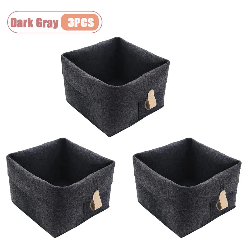 Foldable Felt Storage Basket – Desktop & Home Organizer 1–5 PCS