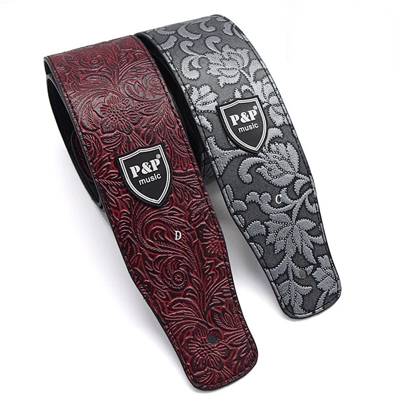 Pvsp Leather Guitar Strap Acoustic Electric Folk Guita Solid Durable