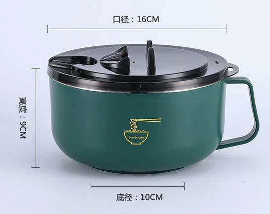 Stainless Steel Noodle Bowl with Drainable Lid Large Capacity Student Dorm Lunch Box Portable Office Food Bowl Kitchen Storage T Peaceful Pleasures Health and Wellness XL