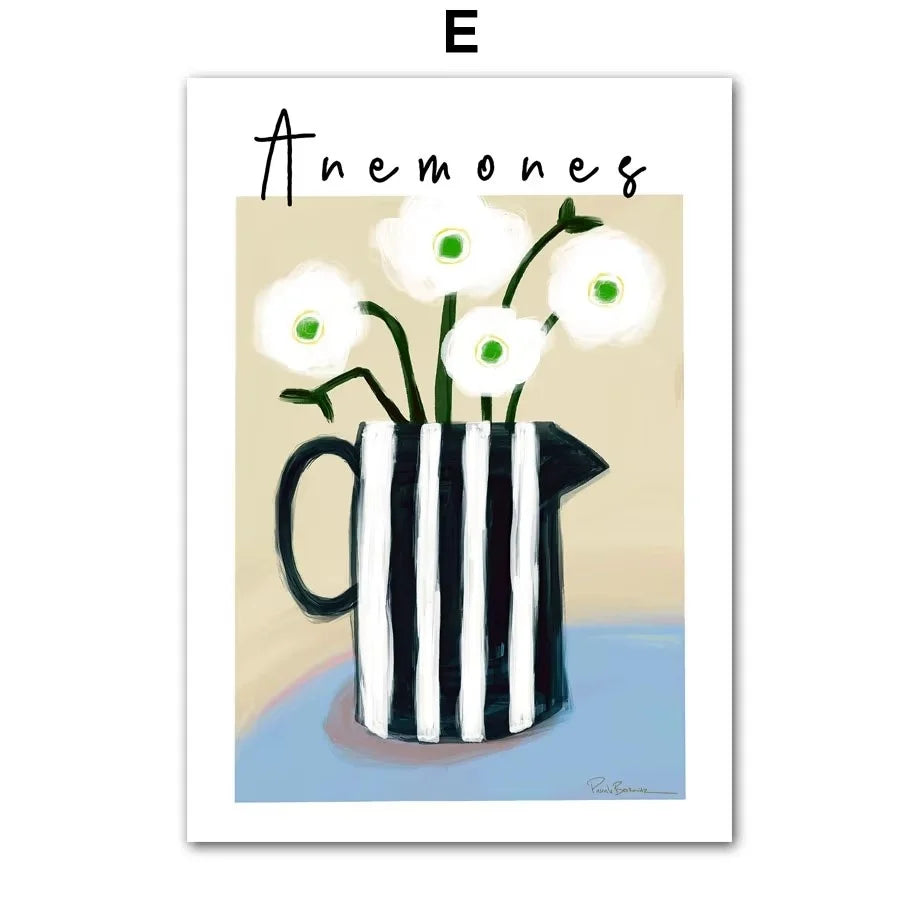 Scandinavian Abstract Anemone Canvas Wall Art Print | Minimalist Canvas Wall Art Print Peaceful Pleasures Health and Wellness