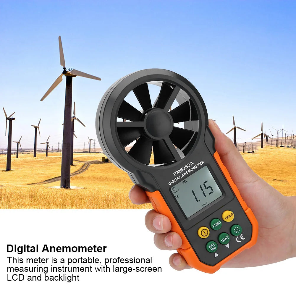 Handheld Digital Anemometer PEAKMETER PM6252A Wind Speed Meter Air