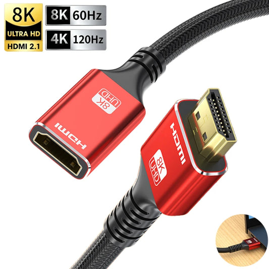 48Gbps HDMI-compatible Cable 8K 60Hz Male to Female HDR HDMI-compatible 2.1 Cable 4K 120Hz HDR 3D Effect Video Cable for PC Peaceful Pleasures Health and Wellness