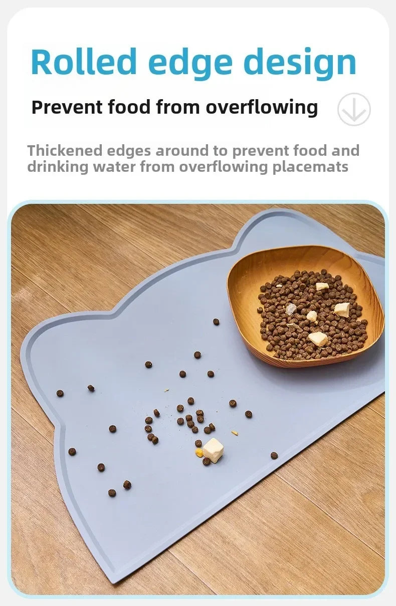 Silicone Pet Food Mat – Non-Slip Waterproof Dog & Cat Bowl Mat