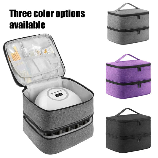Nail Polish Storage Bag Essential Oil Bag Portable Cosmetic Nail Care Kit Nail Care Tool Storage Box Double Layer 30 Compartment Peaceful Pleasures Health and Wellness