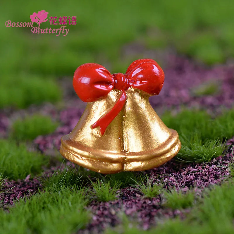 1pcs Fairy Garden Cartoon Ornaments Resin Craft Gift Christmas Santa Snowflake Snowman Miniature Figurine Accessories Home Decor Peaceful Pleasures Health and Wellness bell