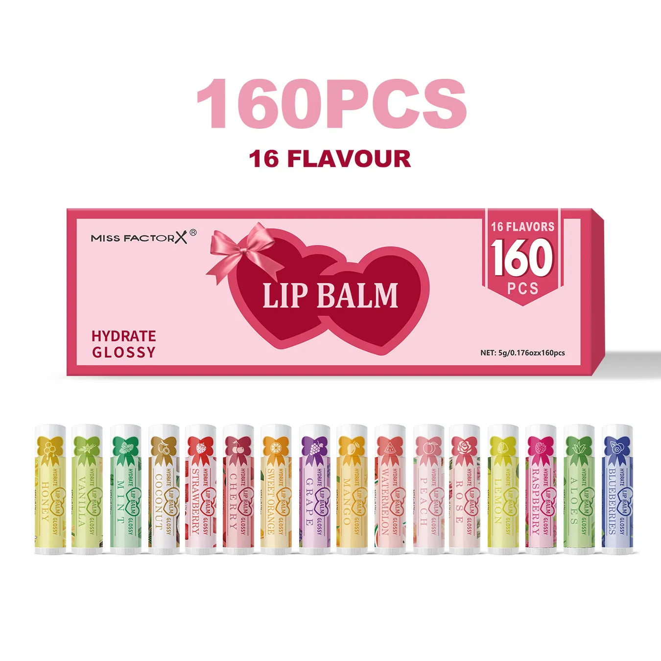 160-Piece Fruit Jelly Moisturizing Lip Balm Set – Travel Kit