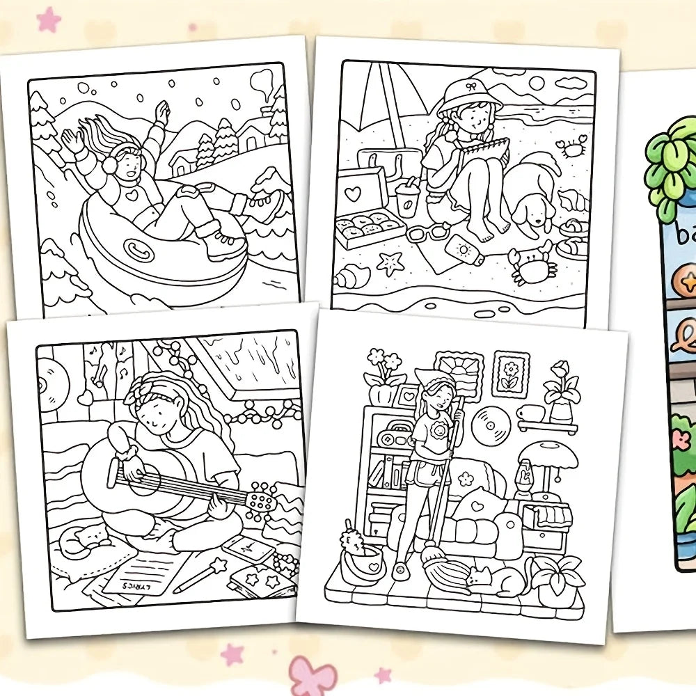 Spooky Cutie Adults Teens Halloween Coloring Book Cozy Friends Creepy