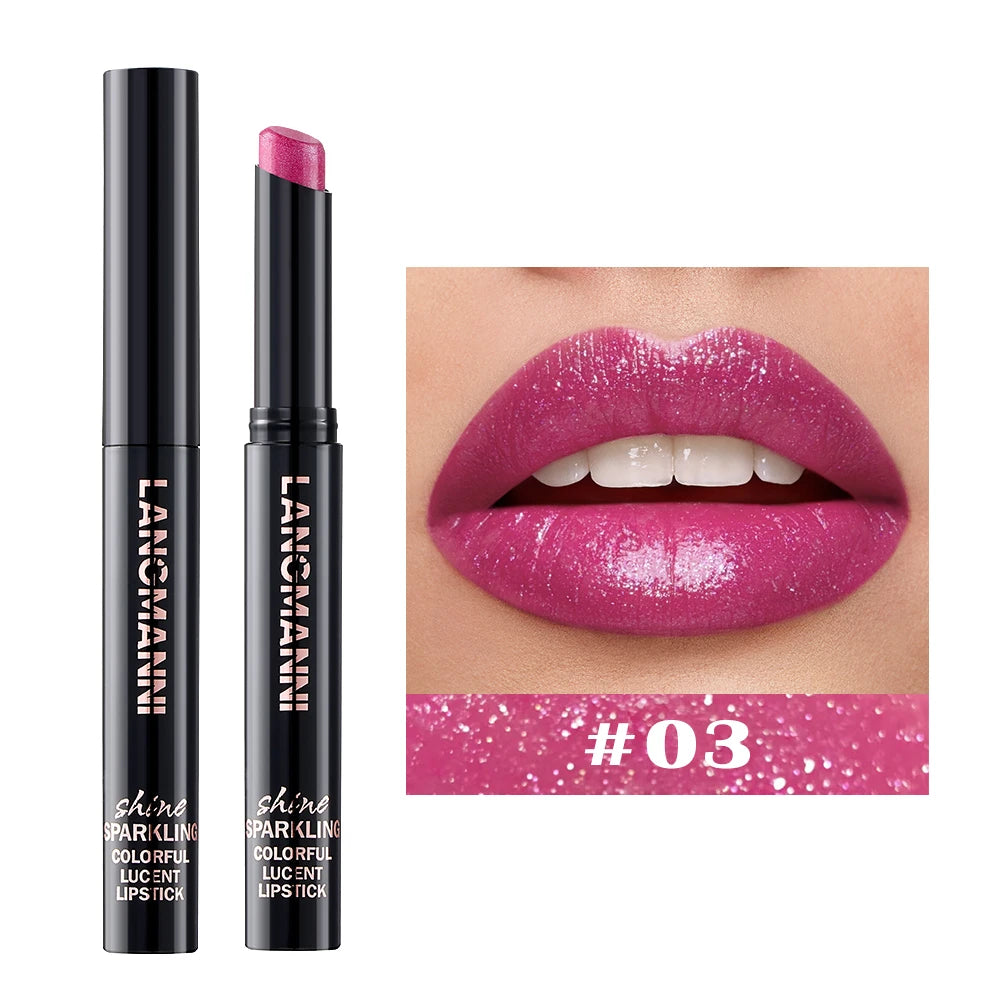 1 Glitter Lipstick - Glossy pearl effect, easy-to-apply moisturizing stick provides moisture and a subtle pearlescent effect to Peaceful Pleasures Health and Wellness 03