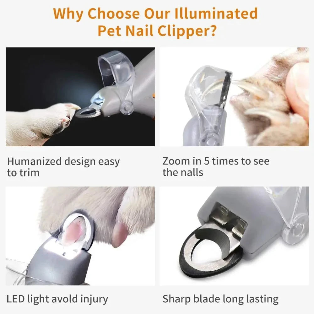 Professional Pet Nail Clipper Scissors with LED Light for Cats and Dogs Nail Cutter Tool Toe Claw Clippers Pet Supplies Peaceful Pleasures Health and Wellness