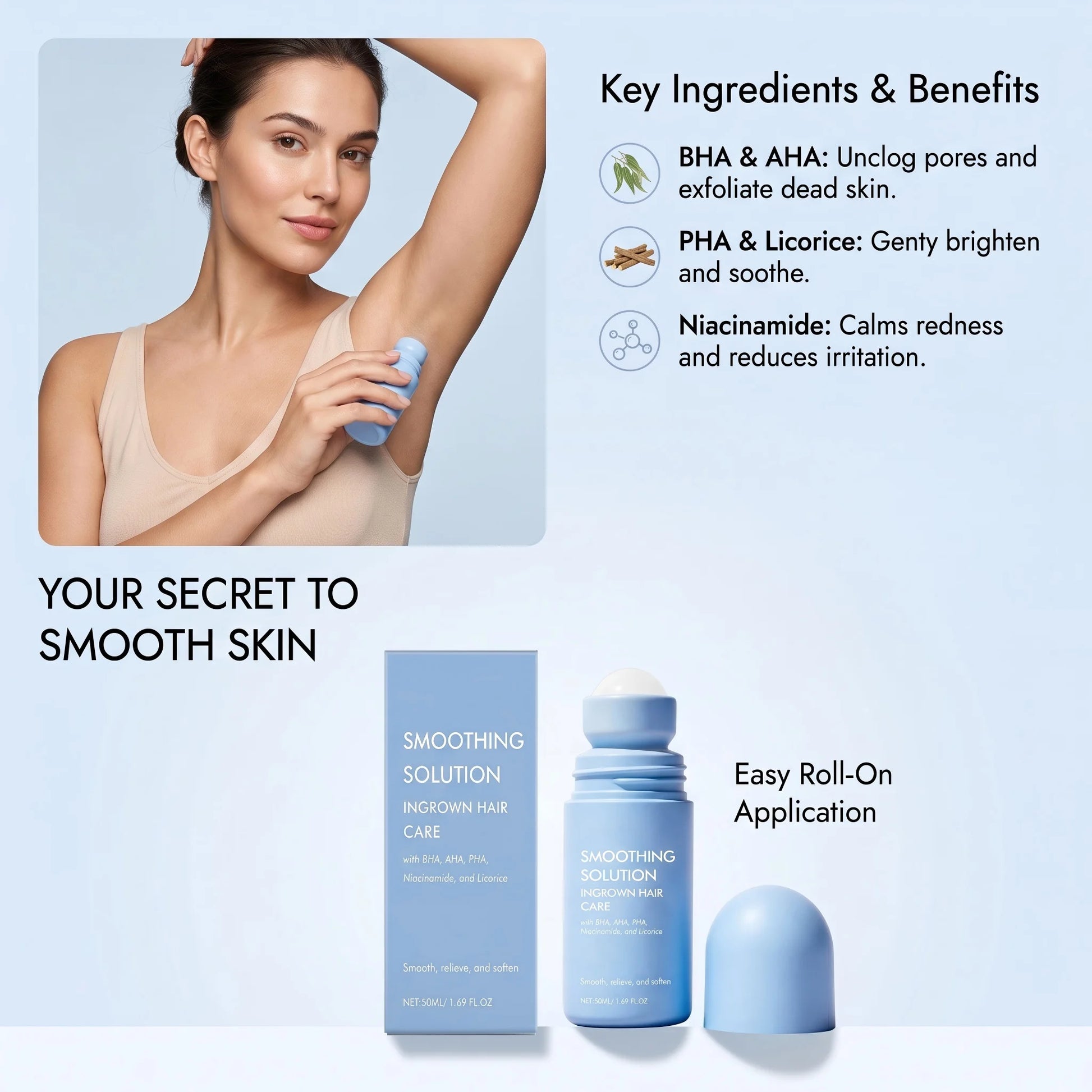 After Hair Removal Care Roll-On Reduces Redness and Irritation Nourishes and Moisturizes Body Daily Smooth Hydration Skin Care Peaceful Pleasures Health and Wellness