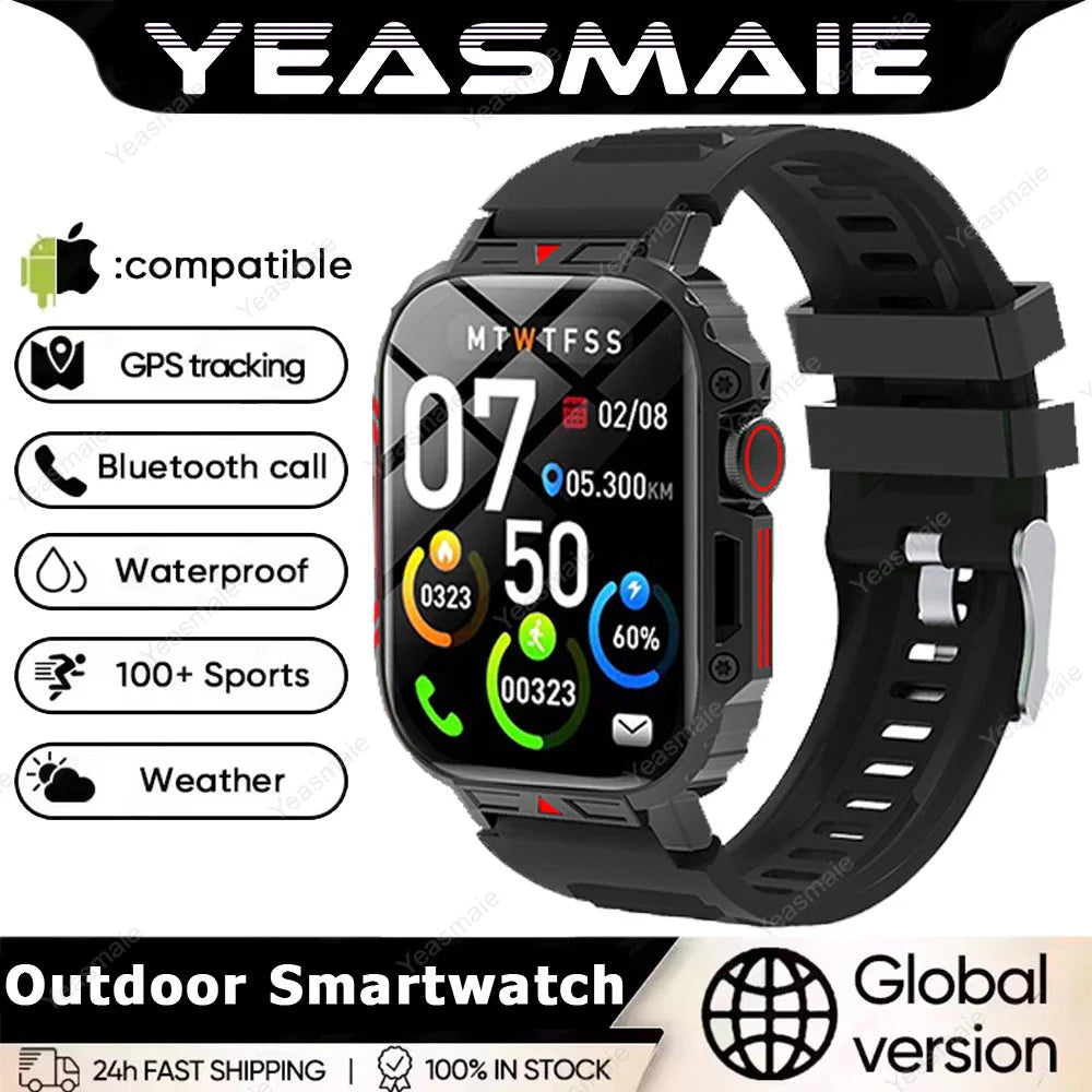 Rugged Military Smart Watch 1.95" Bluetooth Fitness Tracker