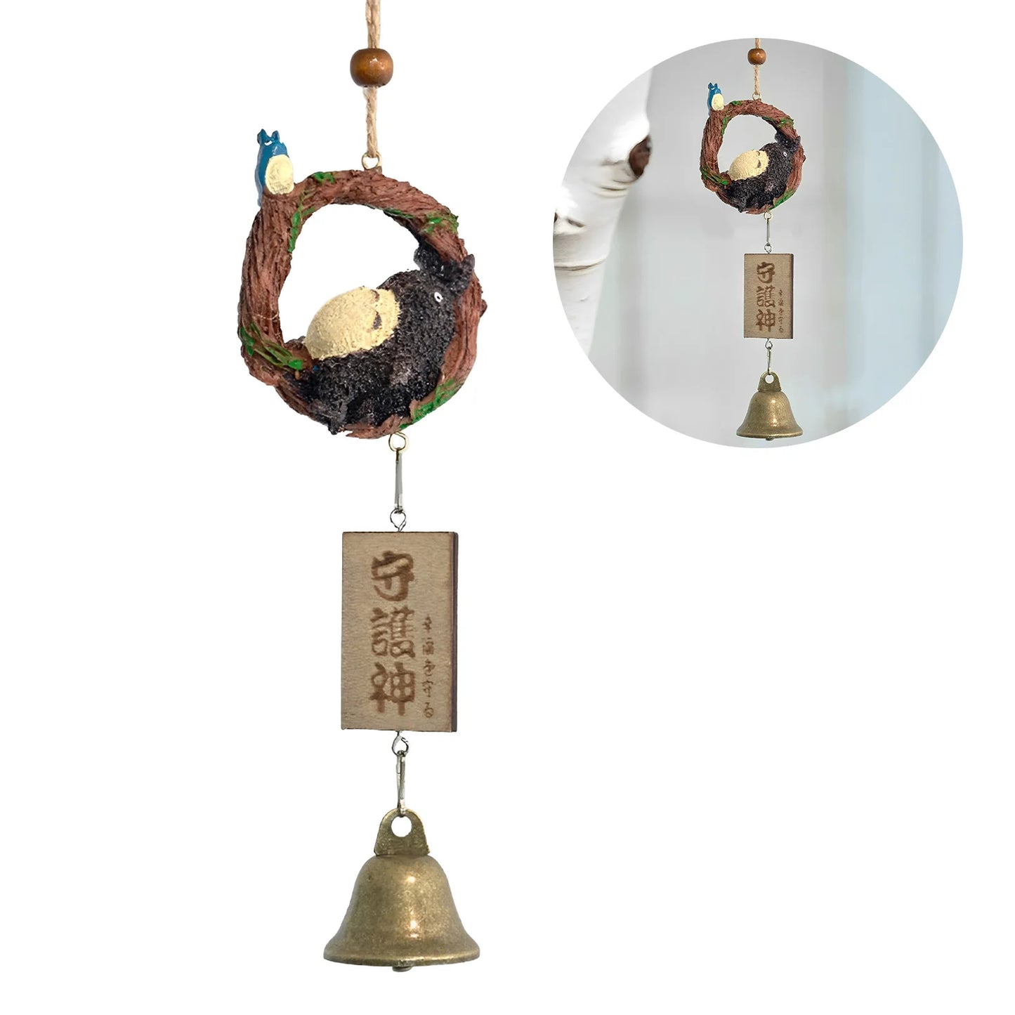 Japanese Copper Wind Chime Bell Outdoor Decor Sleepy Cat Wind Chime Decor Copper Furin Bell Wind Chime Peaceful Pleasures Health and Wellness