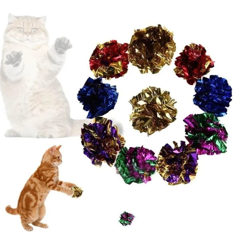Mylar Crinkle Foil Balls Cat Kitten Sound Play Toy Crackle Paper