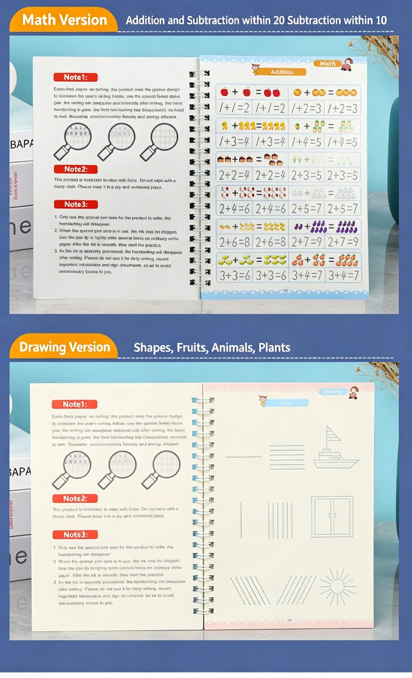 Reusable Slot Handwriting Practice Book Kids Ages 3-8 Etters Numbers
