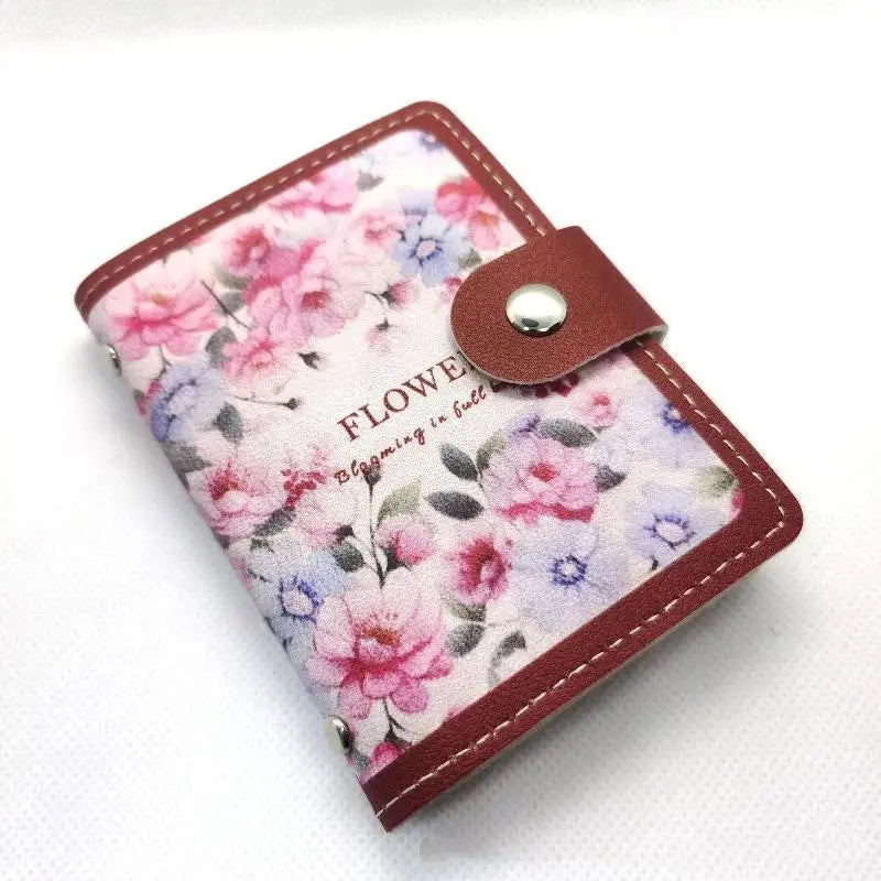 Retro Floral PU Leather Card Holder | Multi-Slot Snap Wallet