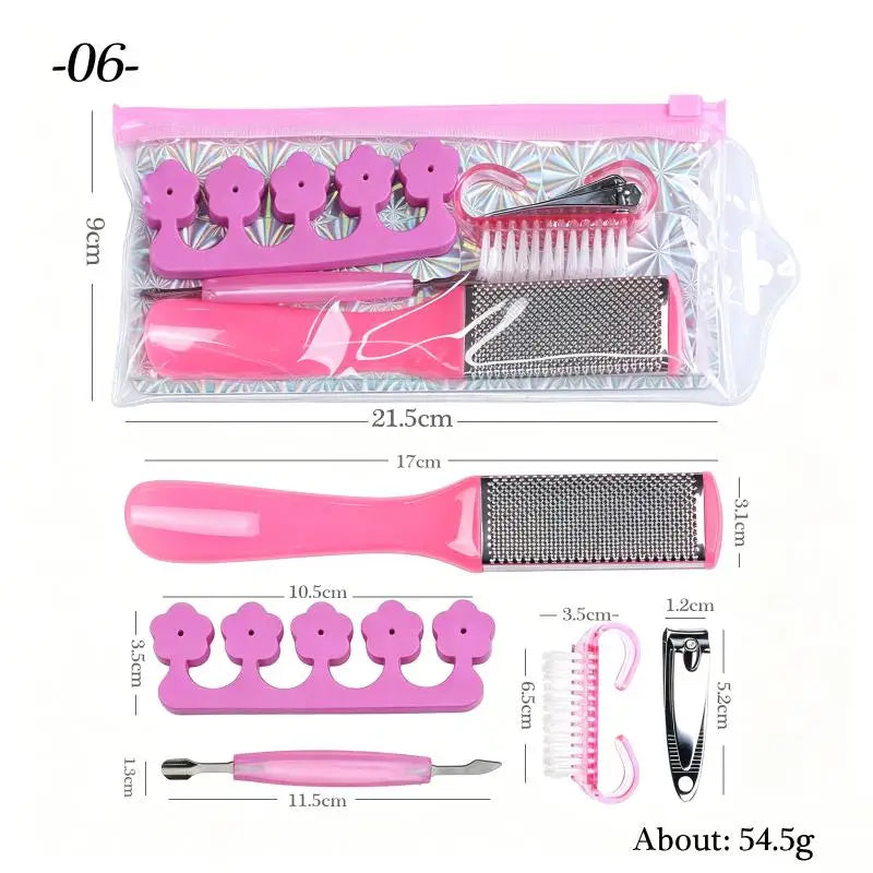 Portable 5/6Pcs Manicure Pedicure Tool Manicure Care Kit Dead Skin Pusher Nail Clipper Nail File Polishing Block Grinding Tool Peaceful Pleasures Health and Wellness 6