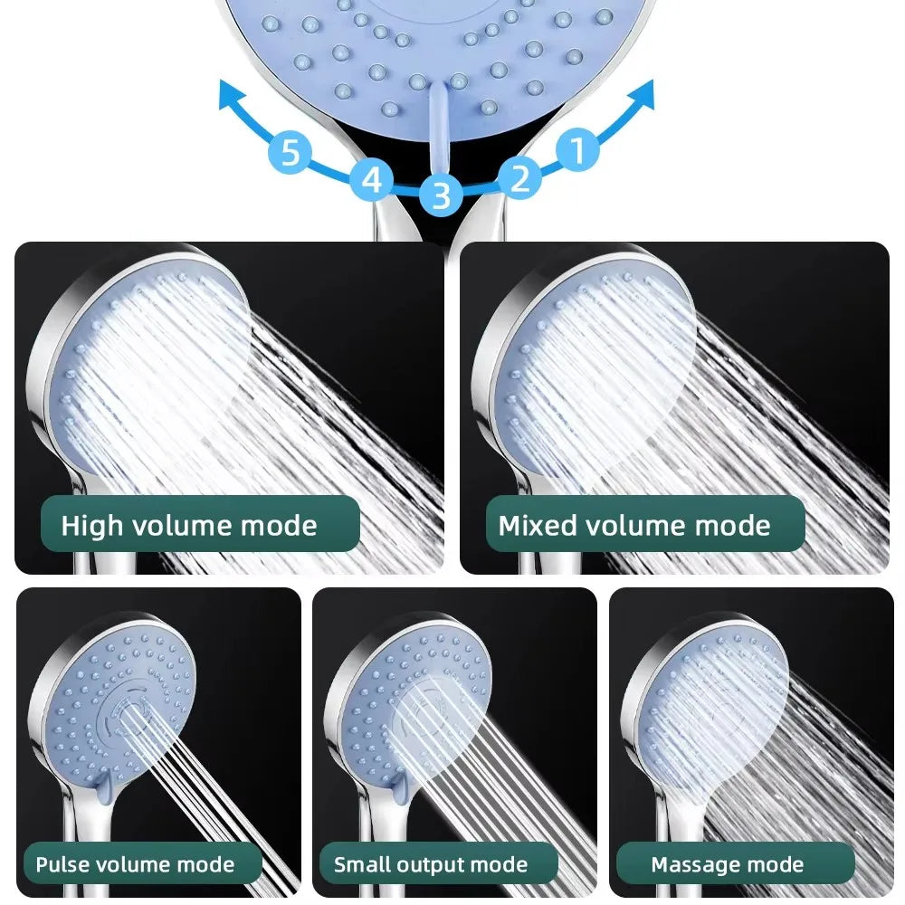 High-Pressure Handheld Shower Head | 5 Spray Modes, Water Saving