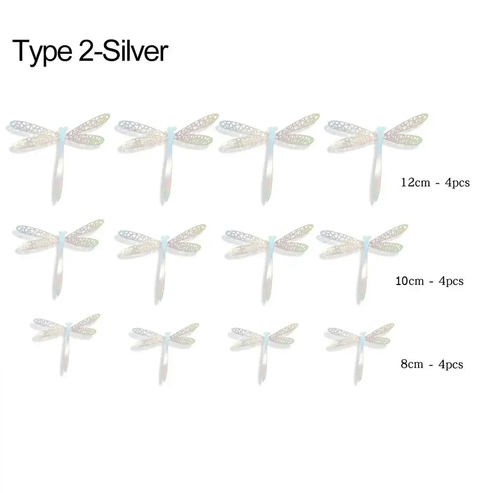 12-Pack 3D Dragonfly Wall Stickers – Gold Silver Rose Gold