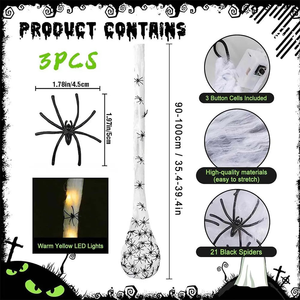 Halloween LED Glowing Spider Egg Bag Hanging Decoration