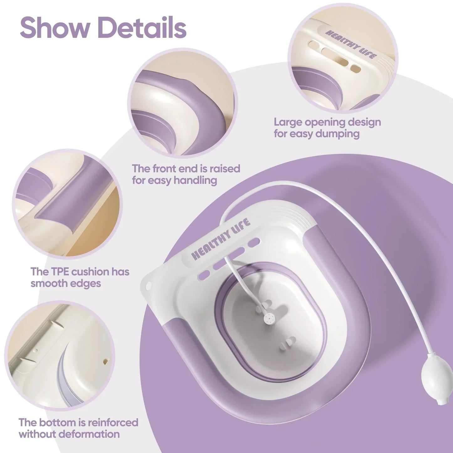 Foldable Portable Ergonomic Design Sitz Bath Toilet Soaking Basin for Pregnant Women and Hemorrhoid Patient Treatment Care Peaceful Pleasures Health and Wellness