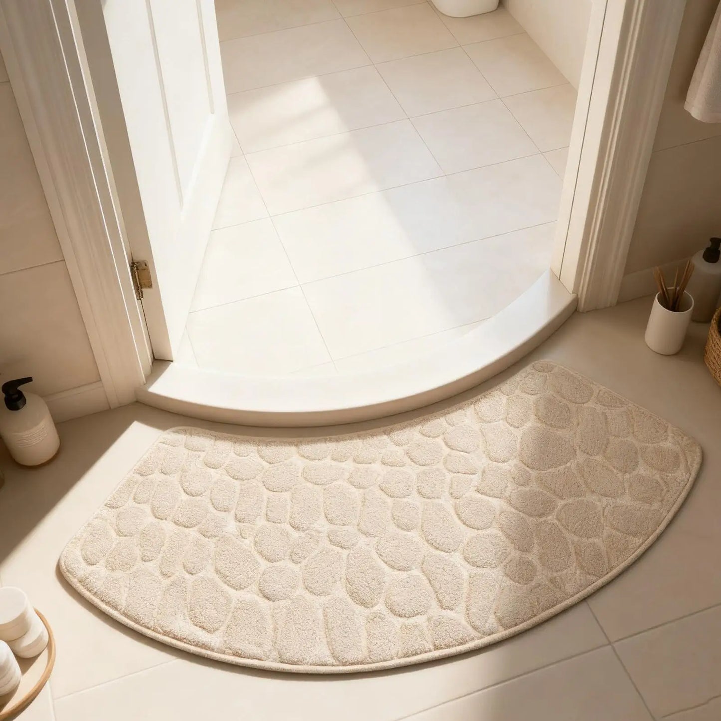 Bath Mat Super Soft Bathroom Floor Mats Curved Non-Slip Absorbent Washable Shower Accessories Bathtub Safety For Home Entrance Peaceful Pleasures Health and Wellness
