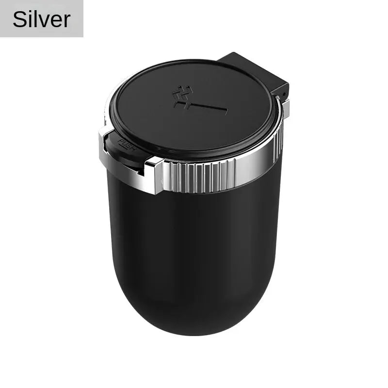LED Car & Home Ashtray with Lid – Blue Glow, ABS & Metal