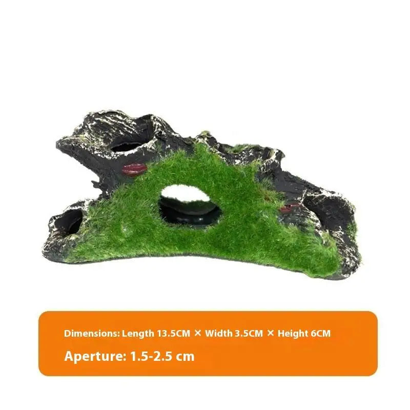 Resin Aquarium Hiding Cave | Moss Tree Root Fish Tank Decor Aquarium Decoration Peaceful Pleasures Health and Wellness A3