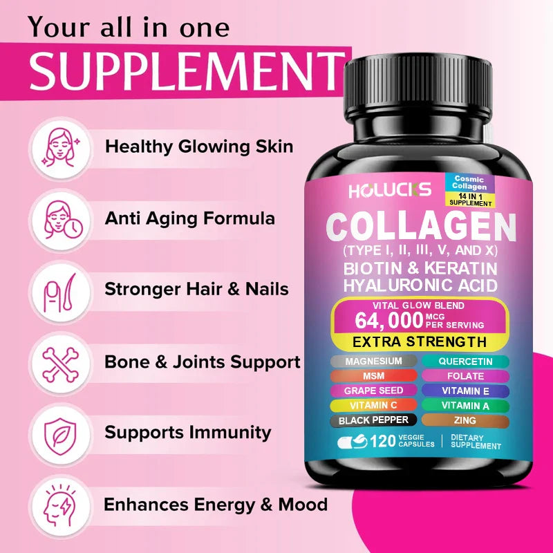 HOLUCKS Collagen Complex with Biotin & Hyaluronic Acid | 60-120ct