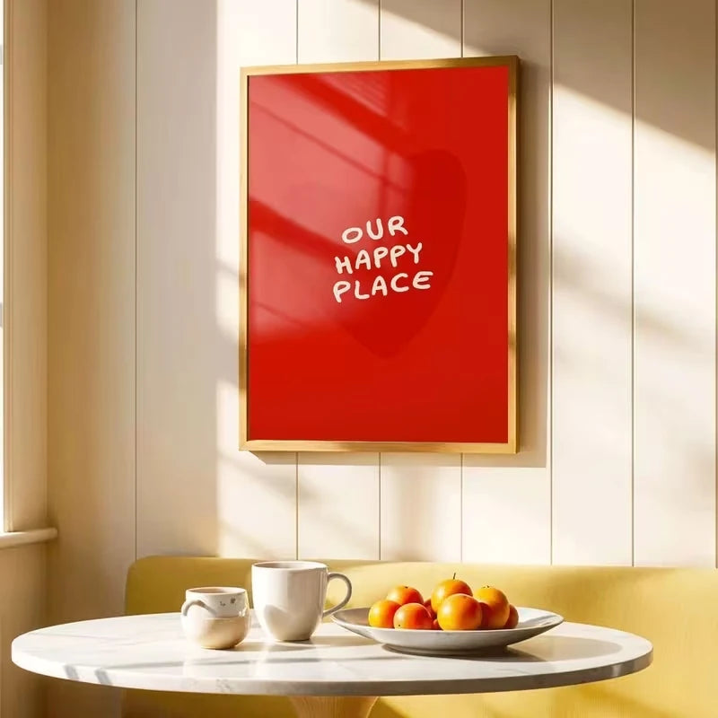 Happy Place Heart Canvas Wall Art Print | Home Decor Poster