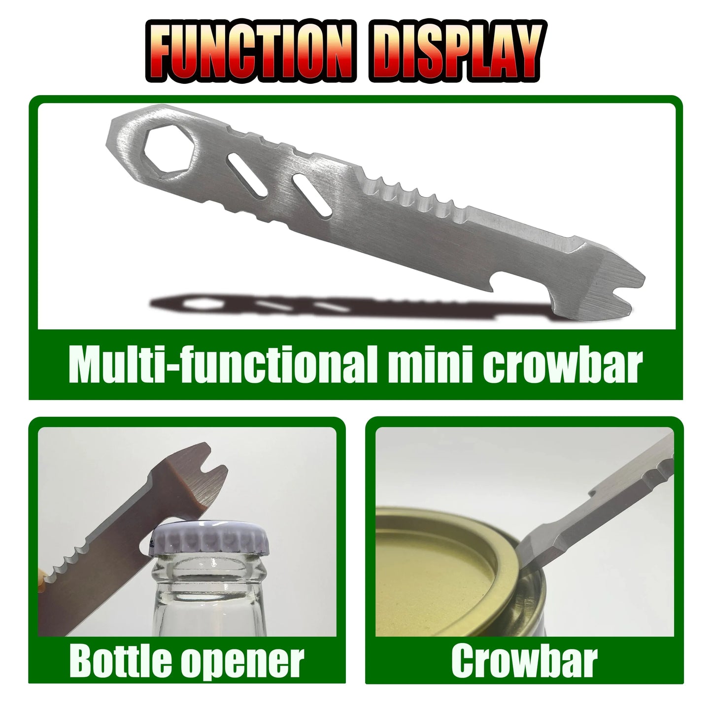 Mini Stainless Steel Multi-Tool Crowbar | Camping Survival EDC Camping Multi-Tool Peaceful Pleasures Health and Wellness